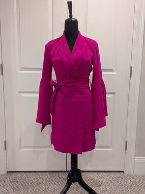 BOSTON PROPER Blazer Dress Fuchsia/Hot Pink Dress Sz 0 WITH TAGS